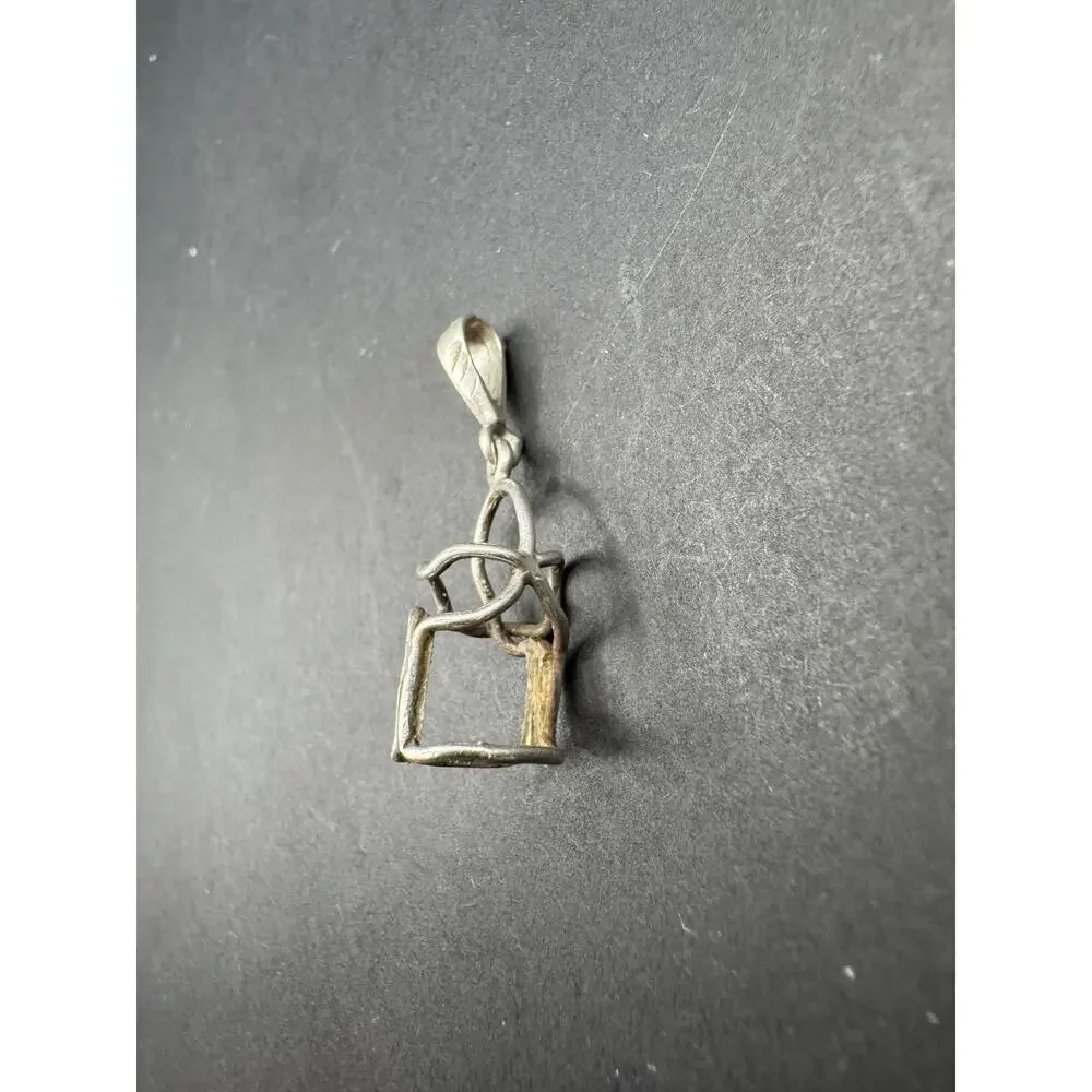 Vintage Signed Sterling Silver 925 Abstract Modernist Charm Pendant 0.43